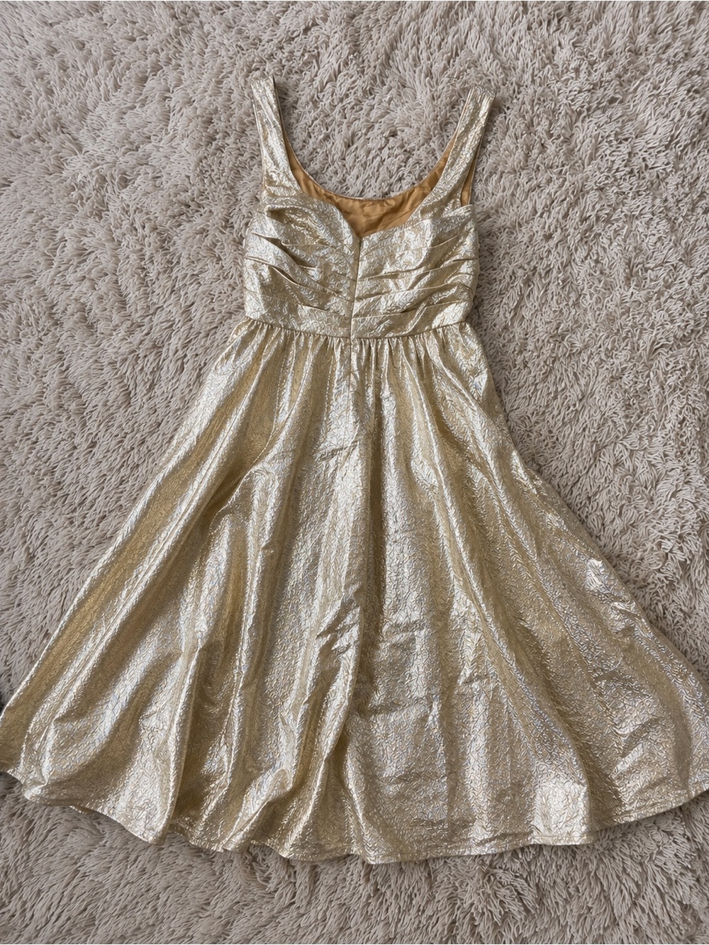 MAC DUGGAL Brocade Square Neck Metallic Formal Midi Dress NWT Size 8 - Picture 4 of 6